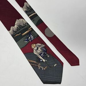 ST ANDREWS GOLF COLLECTION ROOSTER SILK TIE RED FAIRWAY PLAID SATIN 4" X 56"